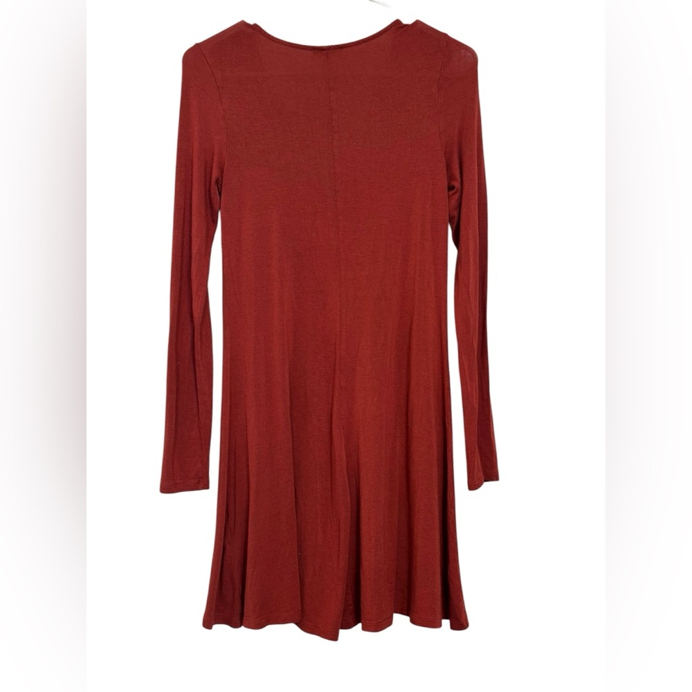 Express Burnt Orange Criss Cross V-Neck Long Sleeve Mini Dress | Size Small NWOT - Picture 2 of 5